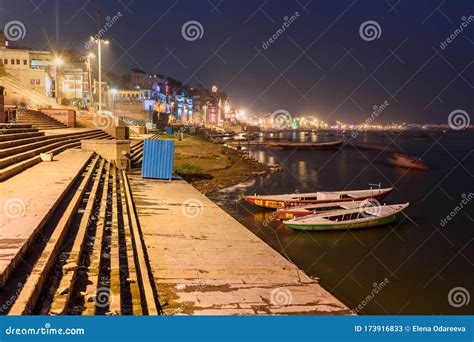 Colorful Illumination of the Ghats in the Night. Varanasi. India ...