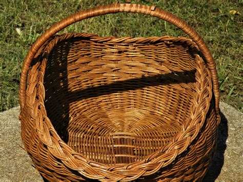 Vintage Wicker Basket, Large Farm Basket, Three Weave Centerpiece ...