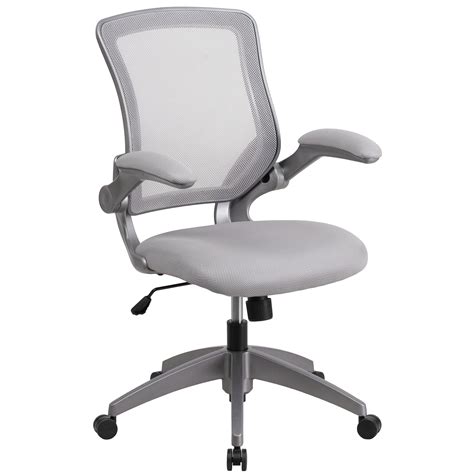 Flash Furniture Mid-Back Mesh Swivel Task Office Chair with Gray Frame and Flip-Up Arms ...