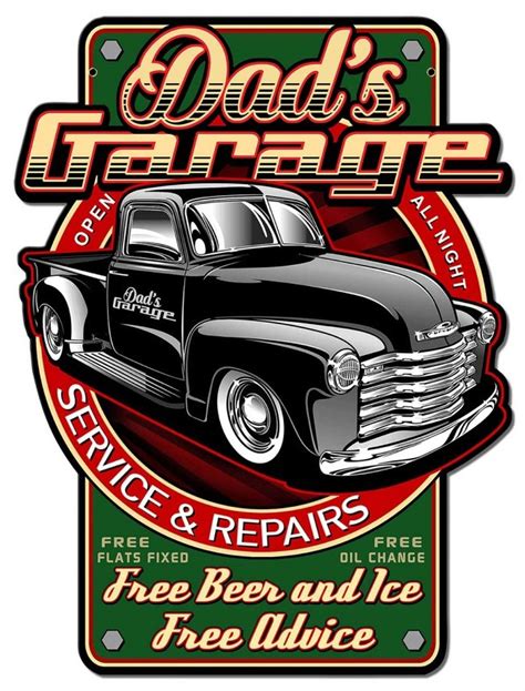 Dads Garage Metal Sign 18 x 23 Inches | Vintage metal signs, Metal signs, Classic trucks