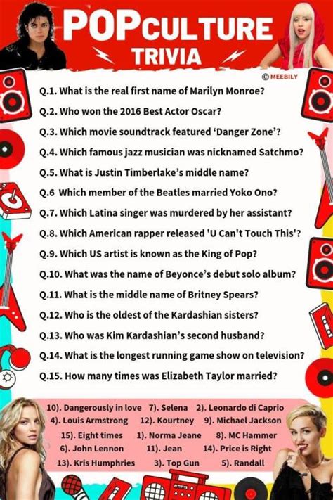 Pop Culture Trivia Questions & Answers - Meebily