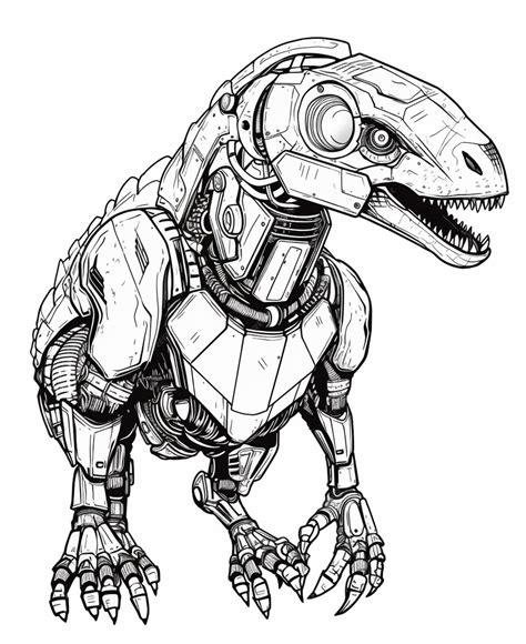 Premium AI Image | A drawing of a robot dinosaur with a helmet on ...