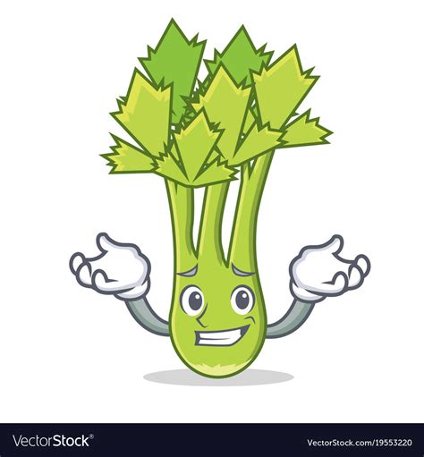 Grinning celery character cartoon style Royalty Free Vector