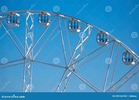 Big, Tall White Ferris Wheel in Front of a Perfect Blue Sky Stock Image - Image of entertainment ...