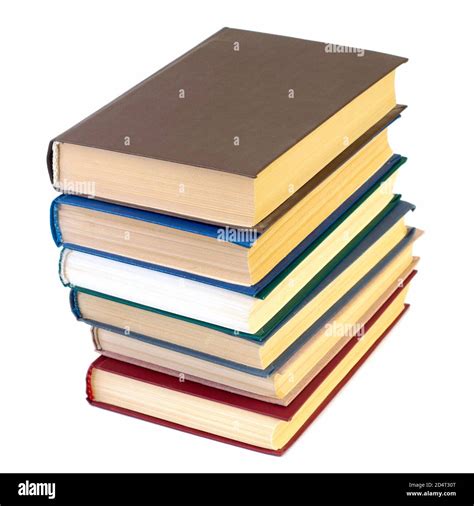 stack of six books isolated on white background Stock Photo - Alamy