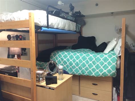 NC State University Dorm Sullivan Hall L-Shaped lofted beds + desk area ...