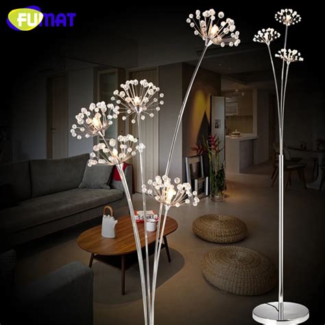 FUMAT Crystal Floor Lamp Modern Crystal Floor Light For Living Room Bedside LED Flower Stand ...