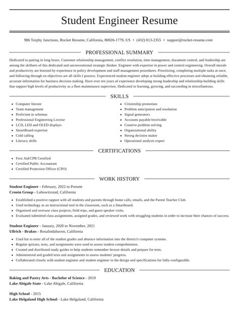 Resume Templates For Engineering Students