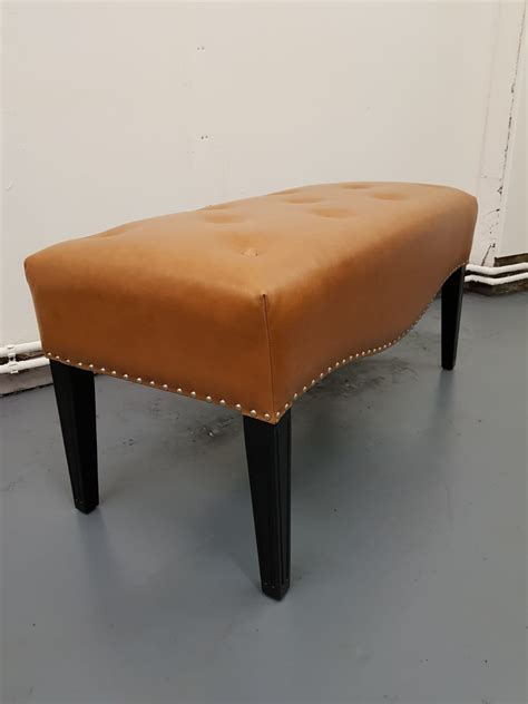 Tan Leather Ottoman footstool - Leather Doctor