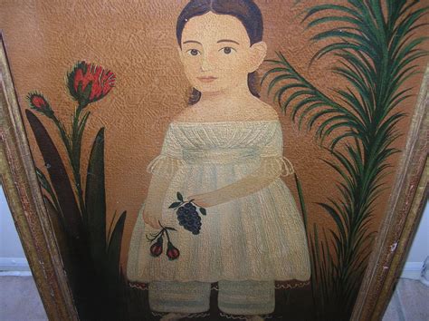 Vintage Folk Art Painting of a Young Girl from robbiaantique on Ruby Lane