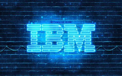 Download wallpapers IBM blue logo, 4k, blue brickwall, IBM logo, brands ...