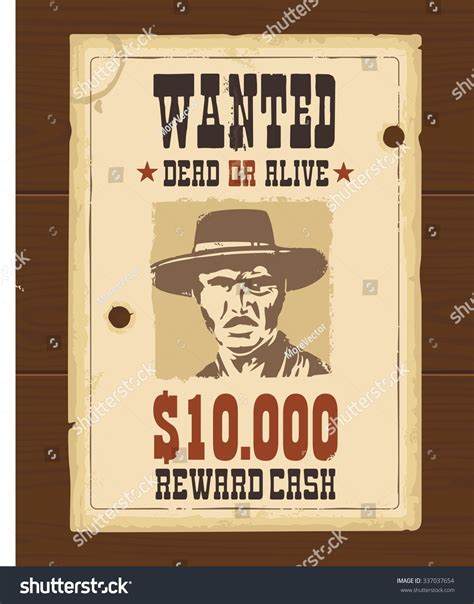 Vector Vintage Western Retro Wanted Poster Stock Vector (Royalty Free ...