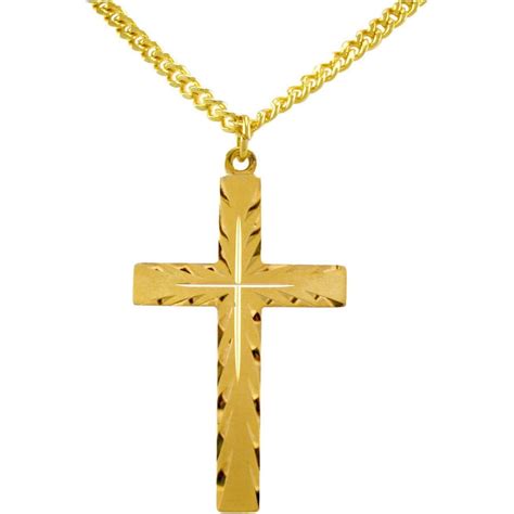 Brilliance Fine Jewelry - Brilliance Fine Jewelry Gold-Filled Cross Pendant, 24" Stainless Steel ...