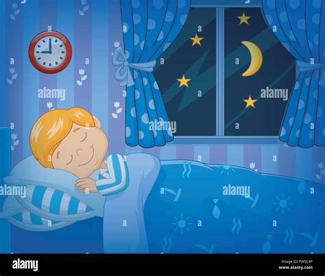 Cartoon little boy sleeping in the bed Stock Vector Image & Art - Alamy