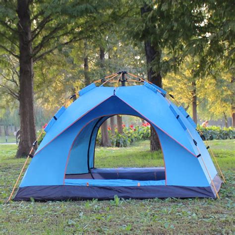 3-4 Person Camping Tent, Automatic Tent, Easy Instant Pop Up Tent, Two-Door Dome Tents ...