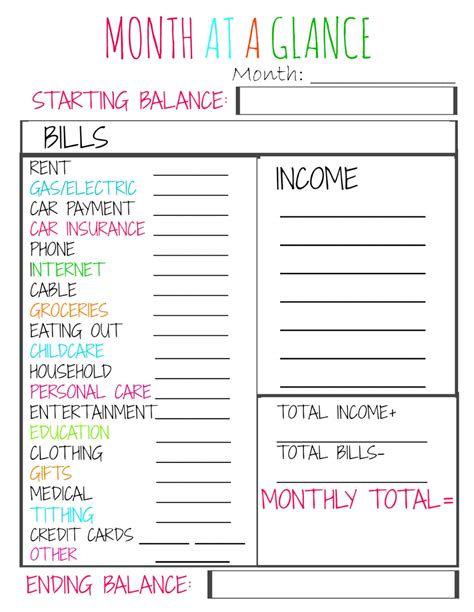 Monthly Budget Planner Printable