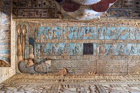 Ceiling of Dendera Temple stock photo. Image of hathor - 251153618