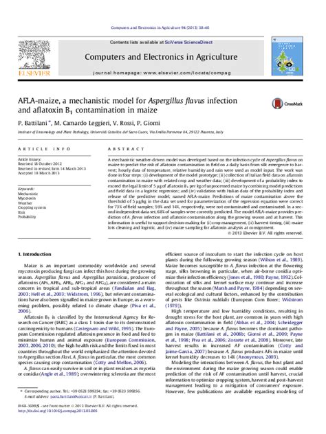 (PDF) AFLA-maize, a mechanistic model for Aspergillus flavus infection ...