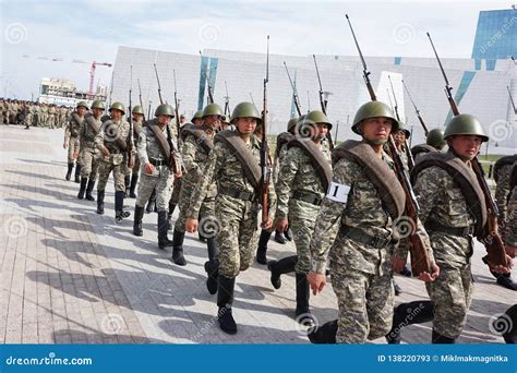 Astana, Kazakhstan, - May, 2, 2015. Soldiers of the Kazakh Army in Historical Form Editorial ...