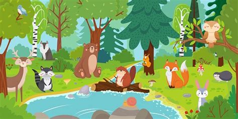 Wild Animals Illustration Landscape Vector Download