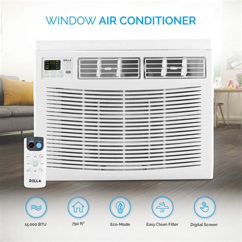 DELLA Mini Compact Window Mounted Air Conditioner 15000 BTUs White 115V ...