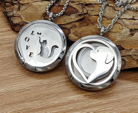 Pet Memorial Jewelry Cat Urn Dog Urn Locket | Pet Ashes Necklace | Pet Fur or Hair Necklace ...