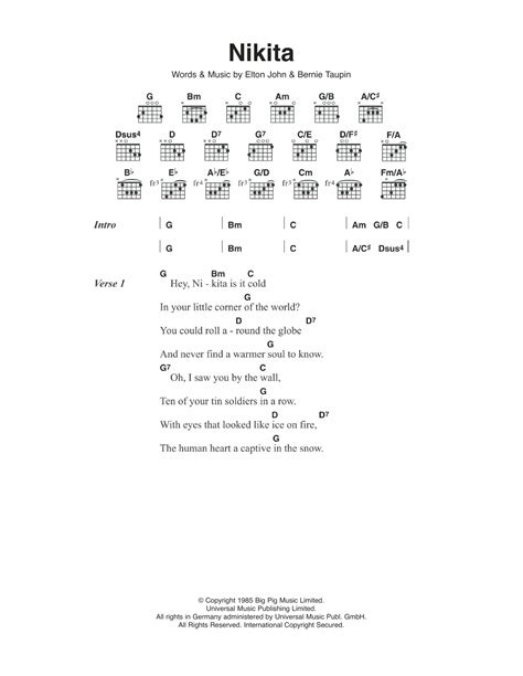 Nikita by Elton John - Guitar Chords/Lyrics - Guitar Instructor