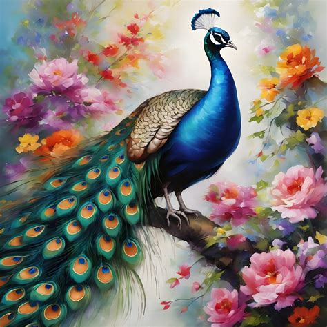 Bird Peacock Flowers Art Free Stock Photo - Public Domain Pictures