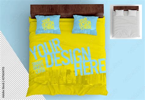 Top View Mockup of Bed Sheet and Pillow Set Stock Template | Adobe Stock