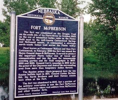 Nebraska Historical Marker: Fort McPherson (1) - E Nebraska History