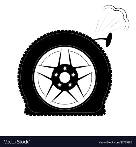 A flat tire or punctured tire logo or emblem Vector Image