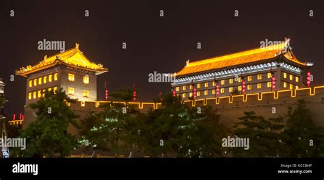 City Wall at Night, Xi'an, China Stock Photo - Alamy