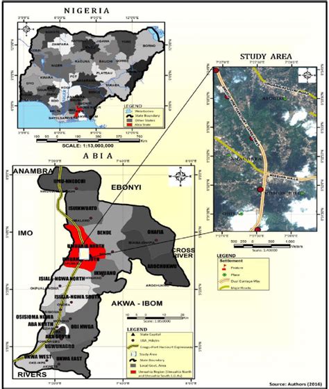 A : Top Left – Map of Nigeria showing Abia State 1 b : Bottom Left –... | Download Scientific ...