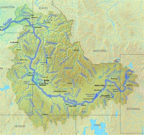 Idaho River Map Including the Snake, Teton and Henrys Fork