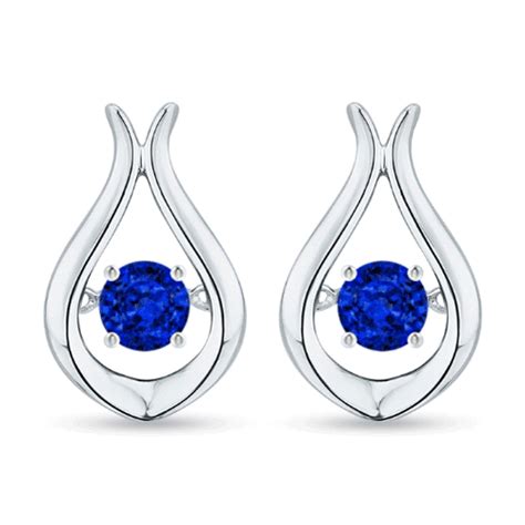 Dancing Blue Sapphire Solitaire Drop Earrings | Angara