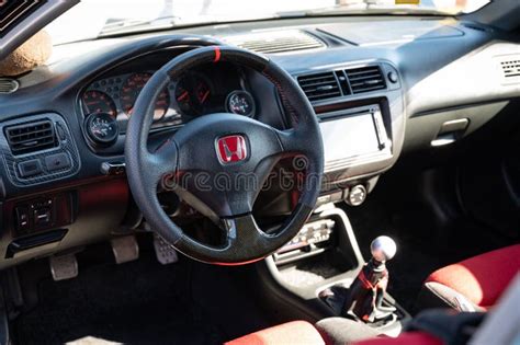 Black and Red Interior of the Japanese Sports Car Honda Civic EK Sixth Generation Editorial ...