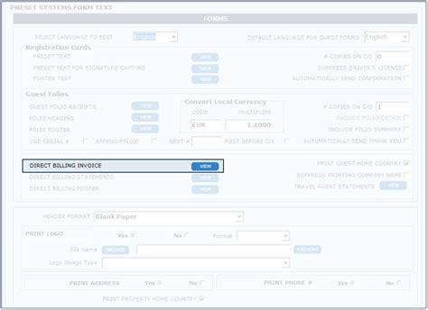 Update/Customize City Ledger Direct Billing Invoices (Desktop)