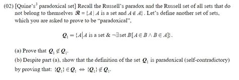 Solved Recall the Russell's paradox and the Russell set of | Chegg.com