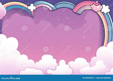 A Cartoon Rainbow and Clouds in the Sky Stock Illustration - Illustration of color, nature ...