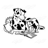 Abeka | Clip Art | Dalmatians Reading—with yellow pillows