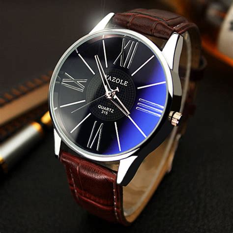 Elegant Leather Band Men's Watches