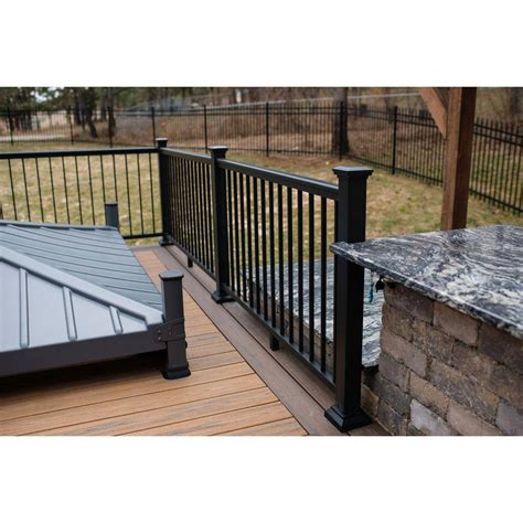 Buy 36 in. x 6 ft. Black Powder Coated Aluminum Preassembled Deck Railing Online at Lowest Price ...