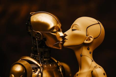 Premium AI Image | A robot and a robot kissing each other