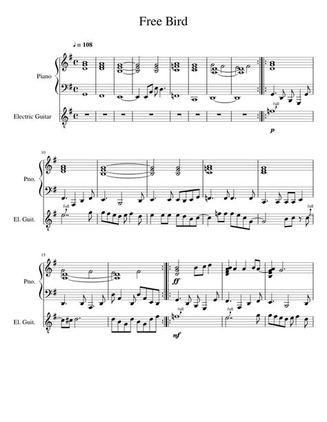 Free Bird Sheet music for Piano, Guitar | Download free in PDF or MIDI | Musescore.com