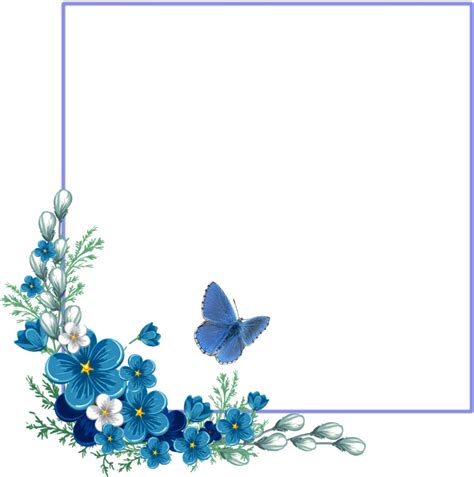 Download Ftestickers Border Frame Watercolorflowers Butterfly - Transparent Background Flower ...