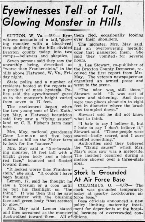 Flatwoods Monster Sighting (1952) - Newspapers.com™