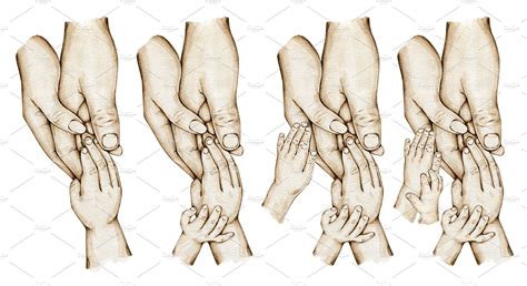 Family Hands 1-4 Kids Holding Hands by EkaterinaViArt on ...