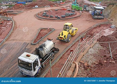 Roundabout Under Construction Stock Image - Image of dump, tracks: 128372087