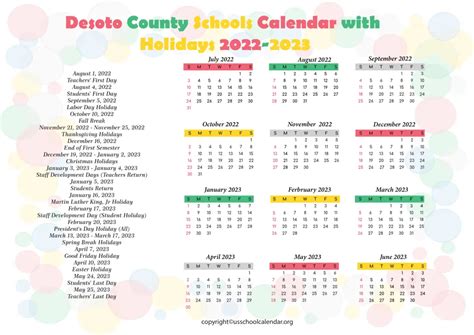 Desoto County Schools Calendar 2023 - US School Calendar