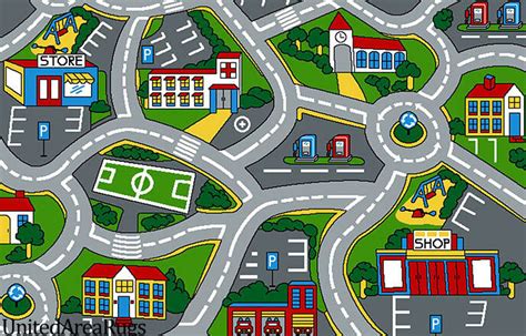 7x10 Rug Play Road Driving Time Street Car Kids Street Map City Funtime ...